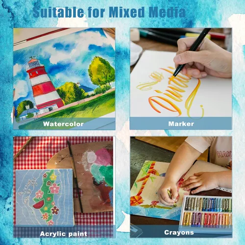 Miniatura 5 de 120 hojas de papel de acuarela, 8.5 x 11 pulgadas, 140 lb/300 GSM, papel de acuarela de prensa en frío, papel de acuarela a granel para artistas