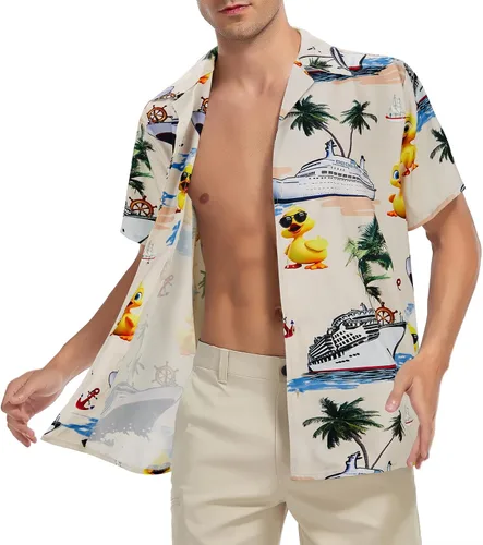 Miniatura 171 de Camisa hawaiana para hombre, con estampado floral, cómoda, con botones, casual, manga corta, ropa de playa para hombre