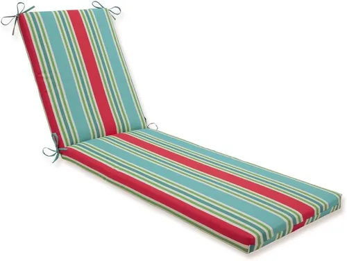 Miniatura 8 de Pillow Perfect Cojín para tumbona con respaldo sólido para interiores y exteriores con lazos, relleno de fibra de felpa, resistente a la intemperie