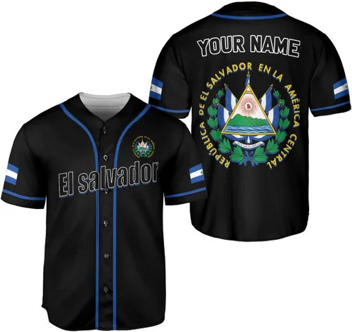 MonkeyVan Camiseta de béisbol de El Salvador personalizada con nombre personalizado con bandera salvadoreña salvadoreña, orgullo salvadoreño para