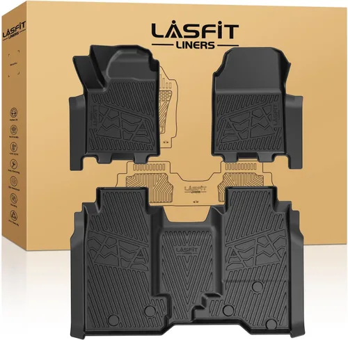 Miniatura 28 de LASFIT Juego completo de tapetes de elastómero termoplástico para todo tipo de clima de ajuste personalizado para automóviles, de 1ª y 2ª fila, 3
