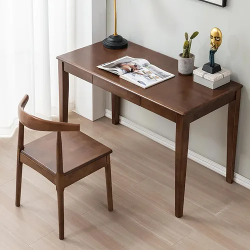 Miniatura 2 de Escritorio de madera maciza con cajones, escritorio de madera para oficina en casa para el trabajo, escritorio de computadora para estudiantes