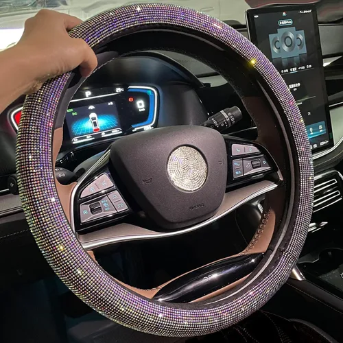 Miniatura 6 de Carwales - Funda para volante de coche con brillantes para mujeres y niñas, 15 pulgadas, universal, de diamantes de imitación de cristal colorido