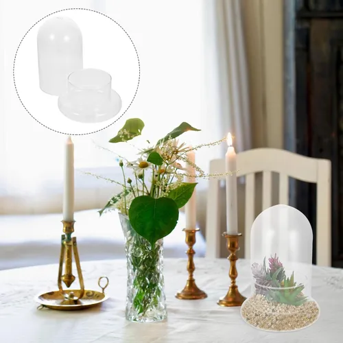 Miniatura 3 de 2 cúpula de cristal Cloche con orificio de aire y base, terrario de vidrio transparente, cúpula de humedad para plantas pequeñas, decoración de mesa