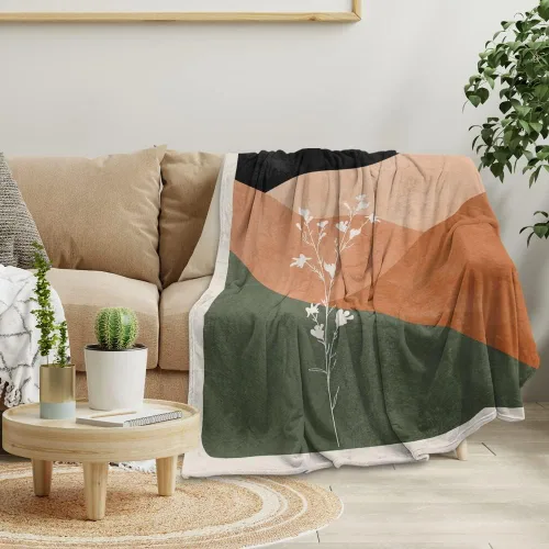 Miniatura 14 de Manta moderna abstracta de color negro y beige, manta bohemia de franela de doble cara, adecuada para adultos y niños en el sofá, automóvil, siesta