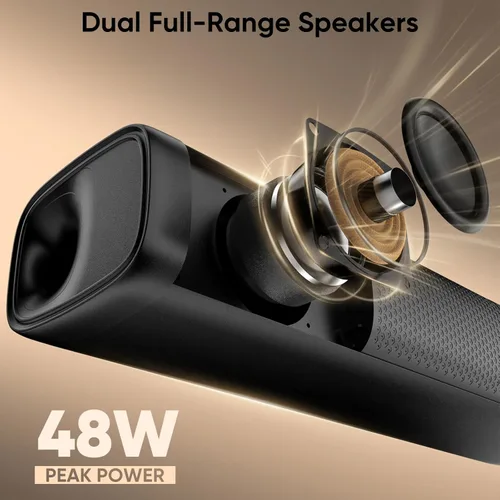 Miniatura 2 de Saiyin Barra de sonido para Smart TV, barra de sonido de 11.7 pulgadas con entradas Bluetooth 5.3/ópticas/auxiliares, tamaño pequeño y gran