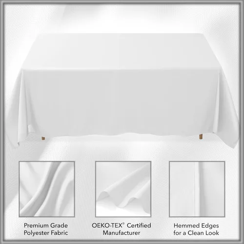Miniatura 5 de Lann's Linens Paquete de 20 manteles rectangulares de 90 x 156 pulgadas, mantel de tela de poliéster lavable para mesas de comedor, restaurantes