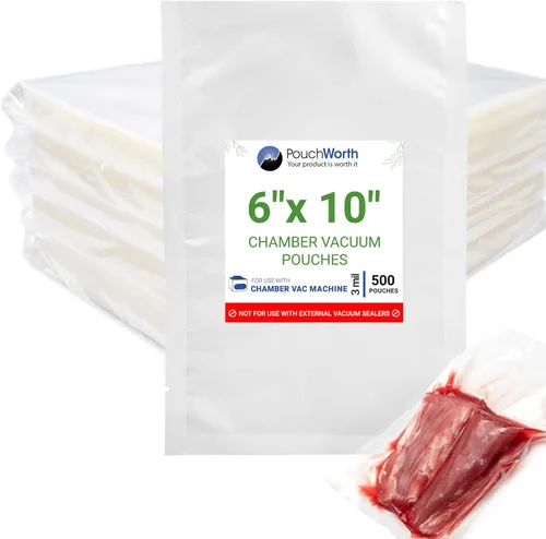 500 unidades de pintas transparentes de 6 x 10 pulgadas, bolsas para máquina de cámara de 3 mil, bolsas de sellado al vacío de cámara precortadas,