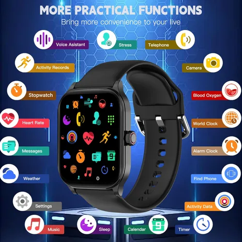 Miniatura 7 de Reloj inteligente para mujeres y hombres (responder/realizar llamada), relojes inteligentes con monitor de frecuencia cardíaca/SpO2/sueño/estrés