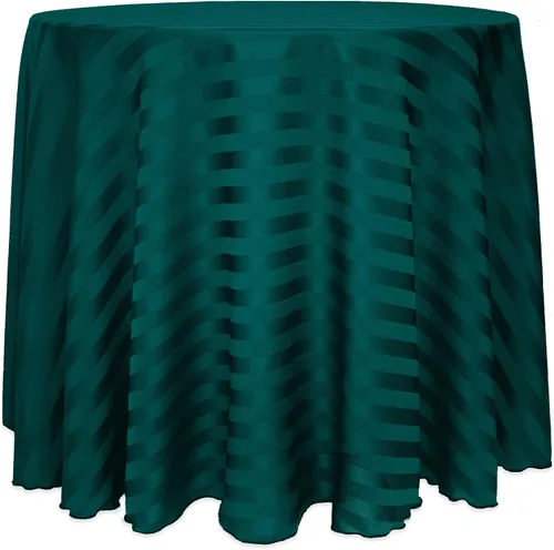 Miniatura 43 de ULTIMATE TEXTILE Mantel redondo de rayas satinadas de 84 pulgadas color marfil crema