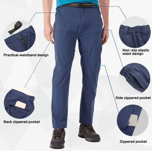 Miniatura 3 de FEIXIANG Pantalones de senderismo para hombre, ligeros, tácticos, de secado rápido, impermeables, con 4 bolsillos con cremallera