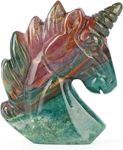 Miniatura 8 de Artistone Estatua de piedra preciosa de cristal de unicornio de 2 pulgadas, colección de esculturas tallada a mano con piedra curativa de Reiki