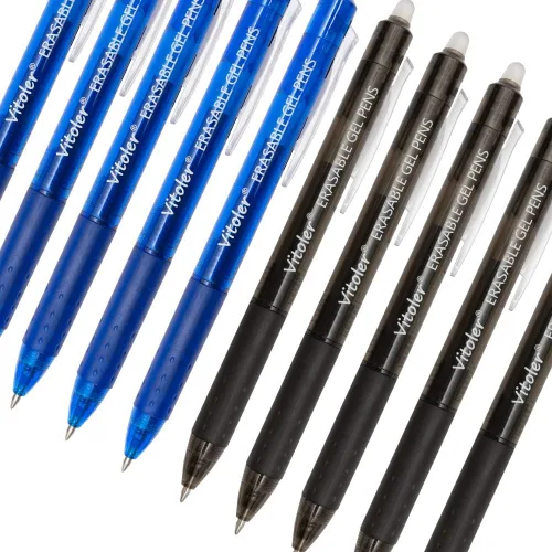 Miniatura 6 de VITOLER - Bolígrafos de gel con los que se puede borrar, retráctiles, punta fina (0.028 in), desaparecen los errores, 5 bolígrafos de tinta de gel