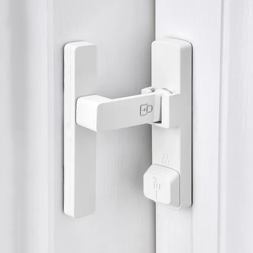 Miniatura 11 de INIRET Cerradura de puerta de granero negro mate de 180 grados, herrajes para puerta abatible, cerradura de puerta de aleación de zinc, protege