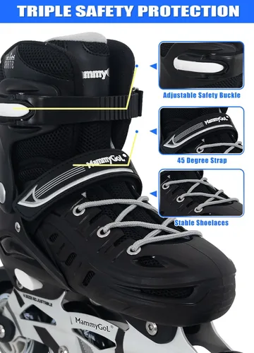 Miniatura 3 de MammyGol - Patines en línea ajustables para adultos, patines seguros y duraderos con ruedas gigantes, patines profesionales de alto rendimiento