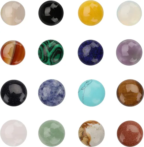 Miniatura 14 de SUPERFINDINGS 46 cabujones de piedras preciosas naturales de 0.236 pulgadas (0.236 in), cuentas de cabujón medio redondo, piedras de 23
