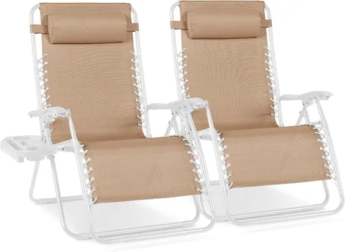 Miniatura 36 de Best Choice Products - Juego de 2 sillas reclinables y ajustables de malla y acero, sillas con sensación gravedad cero con cojines y bandejas
