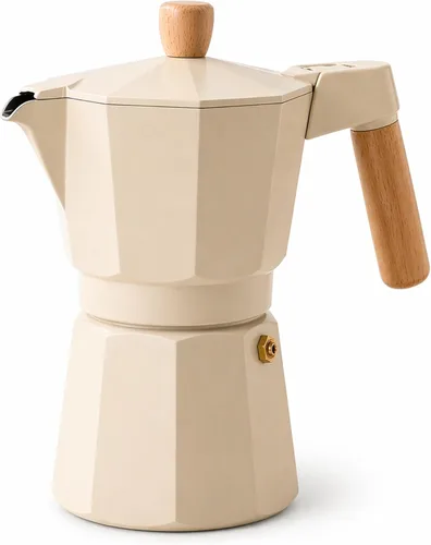 ANGORA BRANDS Vondra - Olla de aluminio para moka (2 a 6 tazas), cafetera espresso para estufa, cafetera italiana clásica, cafetera percoladora