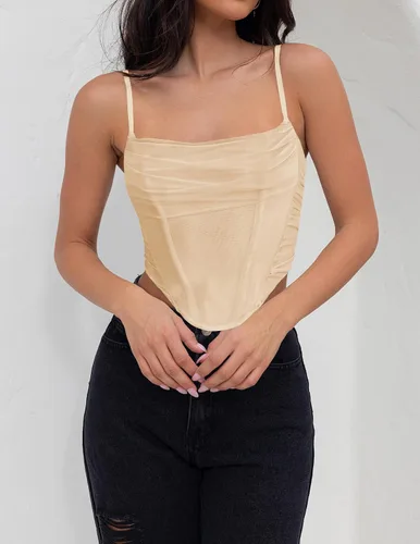 Miniatura 3 de ZESICA Corsé sexy para mujer, con tirantes delgados, espalda descubierta, Y2K, club, fiesta, corsé