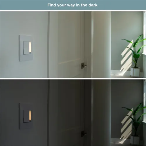 Miniatura 6 de Interruptor de luz nocturna simple de Deako, luz LED blanca cálida, sensor de encendido/apagado automático, un solo polo, requiere cable neutro