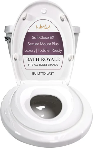 Miniatura 10 de BATH ROYALE Asiento de entrenamiento para ir al baño - Cierre suave, Kingsport BR720-00, redondo blanco, combo para adultos y niños