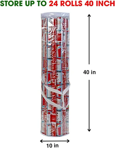 Miniatura 5 de ProPik - Bolsa organizadora de papel para regalo, almacena hasta 25 rollos de 40 pulgadas, poliéster resistente y bolsa transparente de PVC con asas