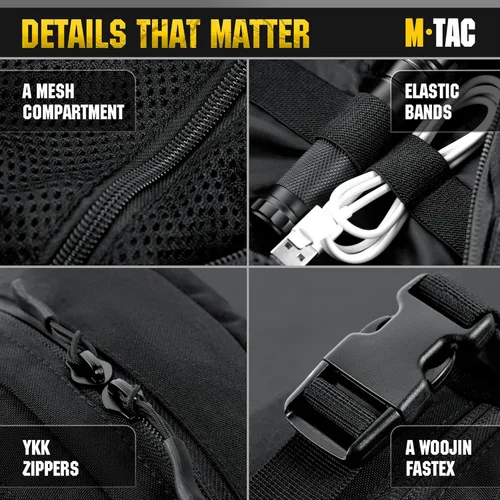 Miniatura 5 de M-Tac Riñonera para hombre - Riñonera pequeña compañera - Cinturón de estilo táctico EDC (negro)