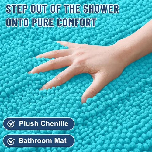Miniatura 2 de Grandaily Alfombras de baño de felpilla a rayas de 24 x 16 pulgadas, extra gruesas y suaves, absorbentes, parte trasera de goma, alfombra de ducha