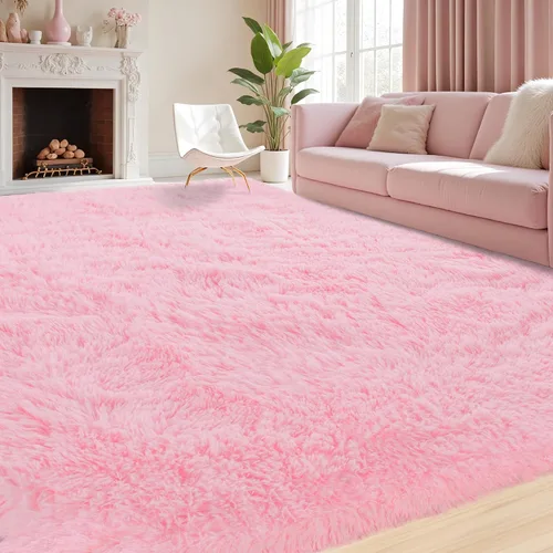 Miniatura 35 de Alfombra de Área 8x10 para Sala de Estar: Alfombras Shag Gris Claro Ultra Suaves y Esponjosas, Alfombra Grande Difusa de Felpa