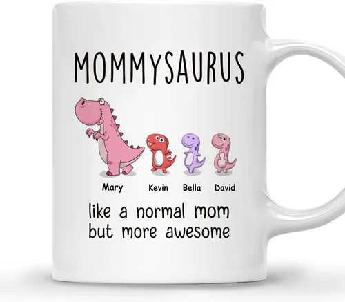 Miniatura 17 de Gossby Taza personalizada (1 niño) AUNTASAURUS Like a Normal Aunt but More Awesome - Taza de café para la abuela de parte de la nieta, nieto