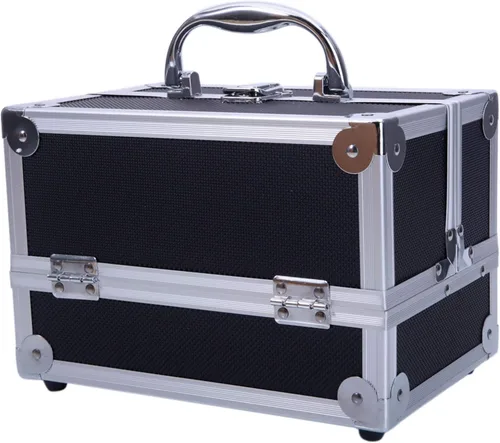 Miniatura 7 de Caja de maquillaje Estuche de tren de gran capacidad de almacenamiento portátil organizador de cosméticos de viaje con compartimentos y bandejas