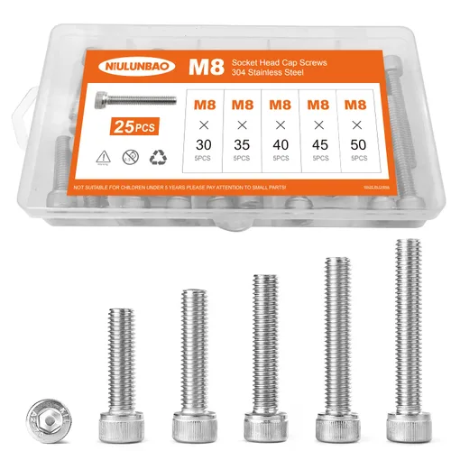Miniatura 13 de Tornillos de cabeza hexagonal M3 x 0.157 in, 0.236 in, 0.315 in, 0.394 in, 0.472 in, acero inoxidable 304, máquina métrica totalmente roscada