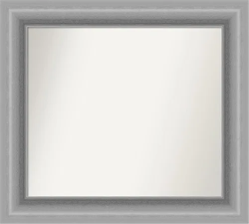 Miniatura 172 de Amanti Art Espejo de baño plateado para sobre fregadero, 26 x 26 pulgadas, espejo cuadrado de níquel pulido, marco de madera tradicional mediano, se