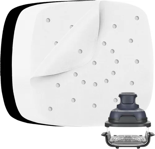 Miniatura 10 de Hojas de papel pergamino para freidora de aire Ninja Pro XL 6 en 1 de 6.5 cuartos de galón, forros cuadrados extra grandes para freidora de aire