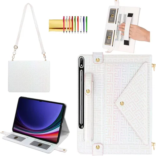 Miniatura 49 de Bolso Funda para Samsung Galaxy Tab S10 FE/S9 FE 10.9"/S9/S8/S7 11", Techcircle Folio con Soporte Cruzado, Billetera con Ranura para Lápiz S Pen