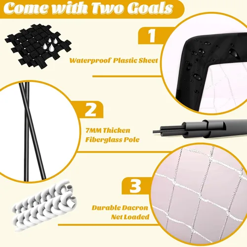 Miniatura 6 de 4Pcs Soccer Goals Set 2Pcs Soccer Nets 2x1.5ft 1Pcs Ball 1Pcs Pump Indoor Soccer Nets for Kids with Size 2 Toddler Soccer Ball Foldable Net with