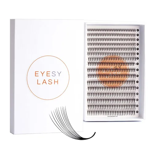 Miniatura 9 de Eyesy Lash 600 Fáciles Extensiones de Pestañas Prefabricadas en Abanico - 5D 0.07 mm Rizado D, Largos Mixtos 8-16 mm - Bandejas de Pestañas