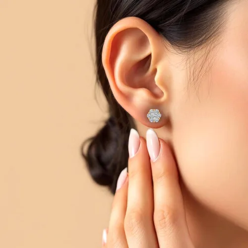 Miniatura 4 de Aretes de diamantes en racimo de 14 a 1 quilate en oro de 10 quilates o platino 950