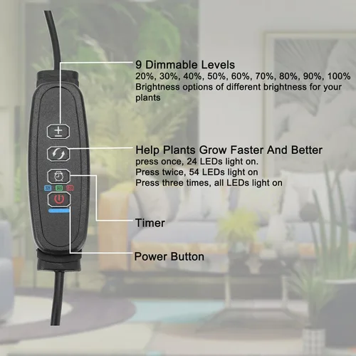 Miniatura 4 de Luces de cultivo para plantas de interior, luces LED de espectro completo de 15 W con temporizador de encendido/apagado automático de 3/9/12 horas