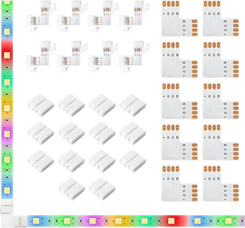 Miniatura 14 de JACKYLED Conectores de tira LED de 2 pines de 0.394 pulgadas para tiras de luces LED, kit total de 22 conectores de esquina para extensión