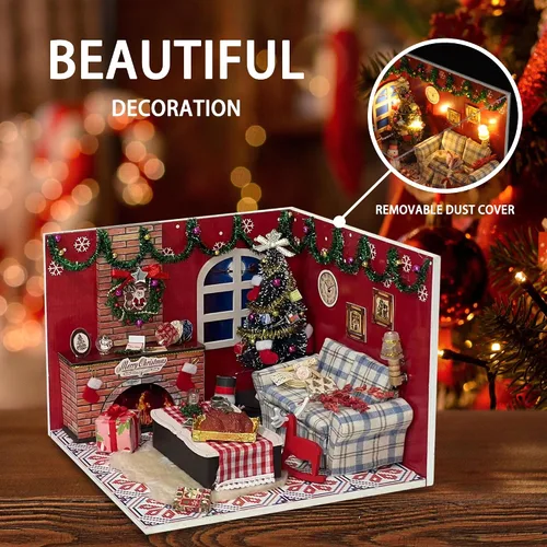 Miniatura 8 de Flever - Kit de casa de muñecas en miniatura para bricolaje, habitación creativa con muebles y cubierta de vidrio para regalo de arte romántico