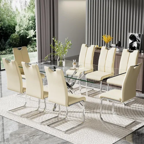 Miniatura 18 de yeag Juego de Sillas de Comedor Modernas de 2 Unidades, Sillas de Cocina y de Sala de Estar con Respaldo Alto, con Patas de Metal Cromado Dorado