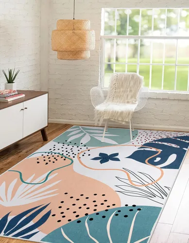 Miniatura 48 de Lahome Alfombra de pasillo rosa - Alfombra de 2x7, alfombra antideslizante lavable para baño, alfombra ligera para piso, alfombras para pasillo