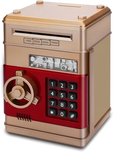 Miniatura 10 de Alcancía de caricatura Caja de seguridad electrónica con contraseña tipo cajero automático Para monedas, enrolla los billetes de forma automática