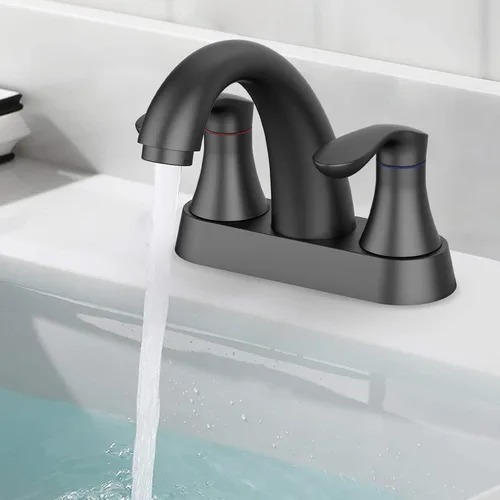 Miniatura 2 de Grifo de baño, grifos de baño de 4 pulgadas para fregadero de 3 agujeros, grifo de lavabo de baño central con drenaje desplegable y manguera sin