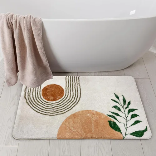Miniatura 10 de APROPHIC Alfombras de baño bohemias de 17 x 24 pulgadas para decoración de baño, tapete de baño antideslizante de microfibra de felpa absorbente