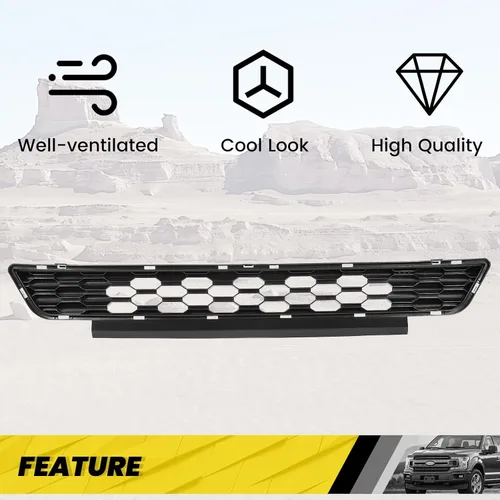 Miniatura 4 de KUAFU Rejilla delantera inferior del radiador compatible con Ford Mustang 2015-2017 Reemplazo para FR3Z-17K945-BA de plástico ABS negro