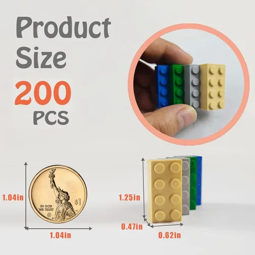 Miniatura 2 de HUIZDQ 200 piezas de ladrillos de construcción pequeños clásicos, bloques de construcción de 2 x 4, juguetes de construcción creativos STEM, azul