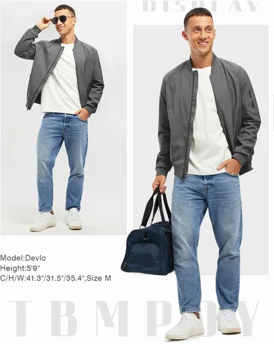 Miniatura 7 de TBMPOY Men's Bomber Jacket Lightweight Spring Windbreaker Light Casual Stylish Fashion Fall Zip up Coats With Pockets