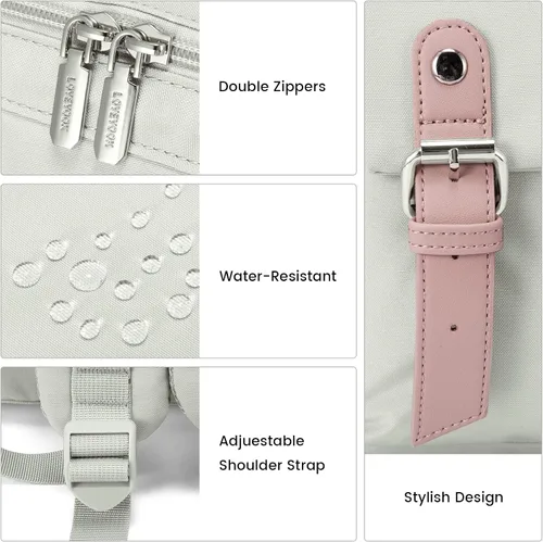 Miniatura 4 de LOVEVOOK Mini mochila para mujer, Gris-Rosa, Mini mochila